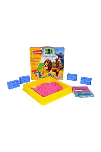 ileritoys Tepsili 3D Boyutlu Orman Hayvanları Kalıplı 500 Gr Kinetik Kum Seti