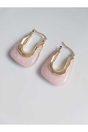 DEVİ fashion Enamel Pink Bag - Hoop Earrings