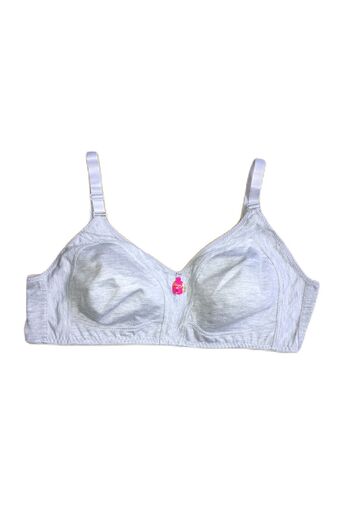 Liza Women's Gray Color Combed Cotton Wire-Free Non-Padded Gathering Bra Single