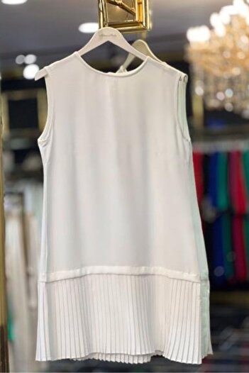 Bestenur Ecru Pleated Sleeveless Underwear 900