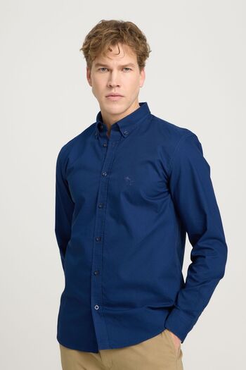WRANGLER 100% Cotton Navy Blue Regular Fit Shirt