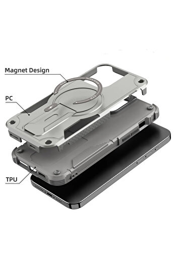 OSG iPhone 15 Pro Max Case Luxury Tank with Magsafe Feature Stand