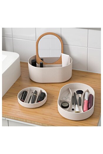 IKEA SAXBORGA storage box with mirror lid, plastic cork, 24x17 cm 349?803.918.82