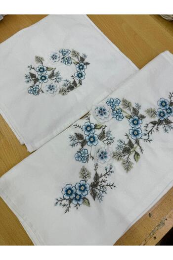 TUTUYA TEXTIL Girl's Dowry Needle Embroidery Set of 2 - Three Dimensional Towel