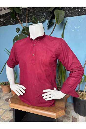 CLASSO Half Placket Judge Collar Flam Linen Shirt - Epaulet