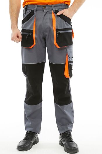 Uniprom Lisbon Model Gray Work Pants - Multi-Pocket Threshing Fabric
