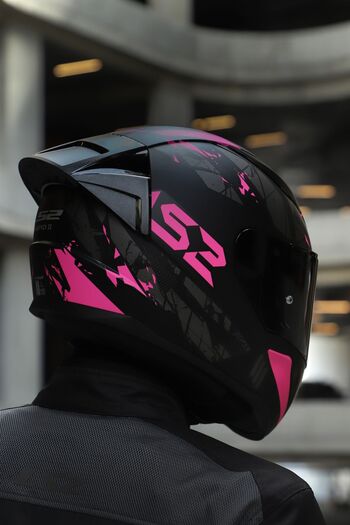 LS2 Rapıd 2 Race Palımnesıs Mat Siyah-Pembe Kask