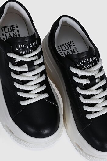 Lufian Black Genuine Leather Women's Sneakers - Special Sole