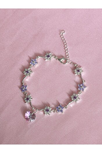 Reorah Collection Sun Bracelet - Rhinestones and Flower Pattern