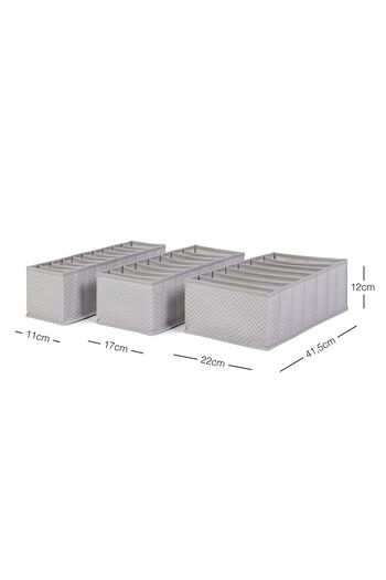 Ocean Home Textile Set of 3 Gray Cabinet Drawer Inside Accordion Type Folding Laundry Organizer