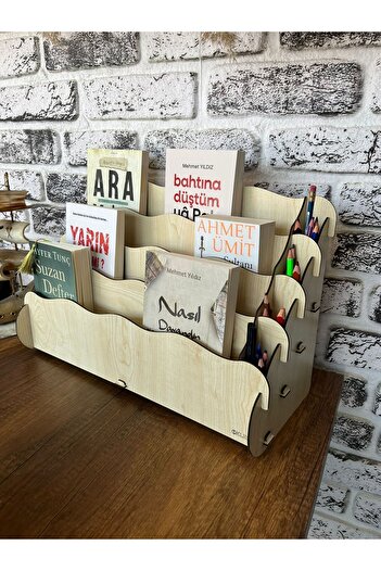 KLES Children's Bookshelf with Pen Holder Children's Room Decoration Educational Children's Bookshelf