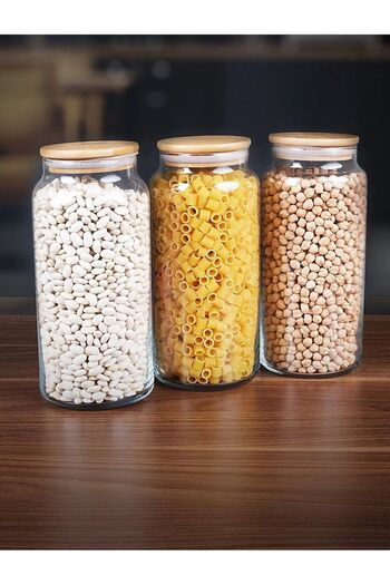 Lizzy 1.3 Liter Capacity - 3-Piece Glass and Food Storage Set with Bamboo Lid