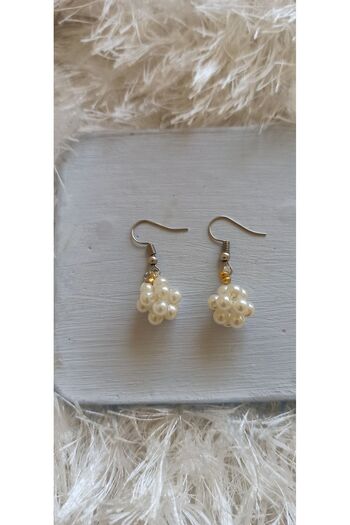 Energy Ornament Pearl Ball Earrings