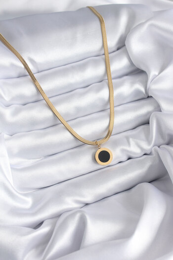 Moka Shopin Gold Colored 316l Steel - Italian Chain and Embroidered Women's Necklace