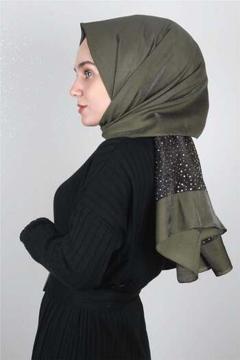 PİRAMİT Stoned Exclusive Shawl 1606-17 Khaki
