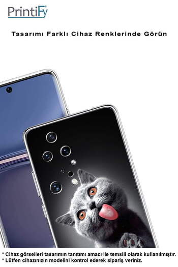 PrintiFy Xiaomi Mi Note 10 Lite ile Uyumlu Kedi 2 Kamera Korumalı Şeffaf Kılıf