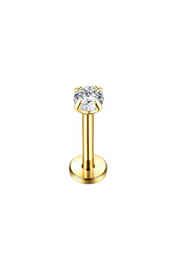 Jaida Moda Unisex Gold 2'li Set Tragus Labret Helix Çelik Piercing