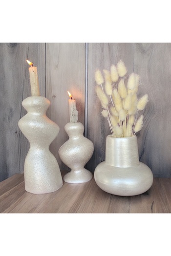 Luthien Decorative Pearlescent Box - Vase and Candlestick
