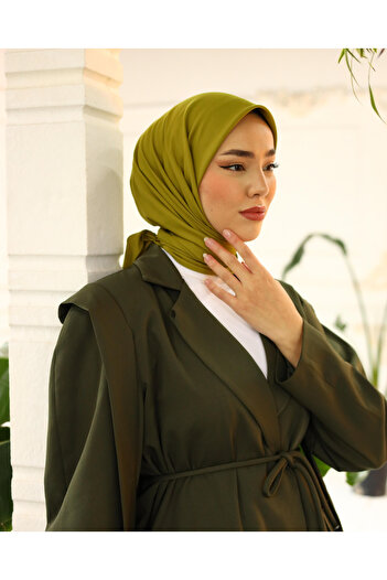 Silk Home Λαδί πράσινο απλό μαντήλι με δίπλωμα