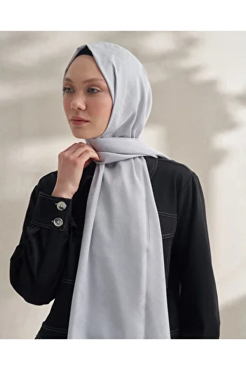 ARMANDA Luxury Crepe Jacquard Crystal Pattern Shawl - Silver