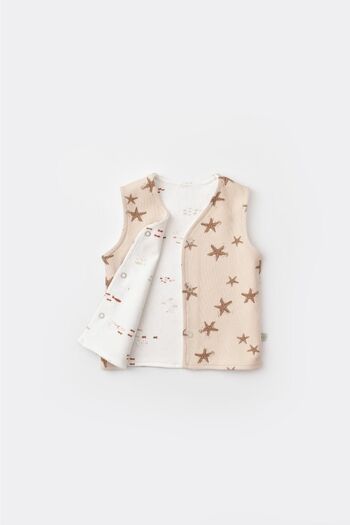 Biorganic Ecru Stars Double Sided Baby Vest