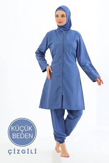 MEBA Large Size Parachute 4-Piece Zippered Fully Covered Hijab Swimsuit