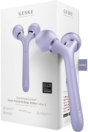 Geske Sonic Facial & Body Roller | 4 in 1 | Facial & Body dermaroller| Derma stimulator lPurple