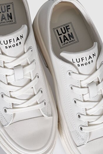 Lufian High Sole White Women's Sneakers - Lace-up Shoes