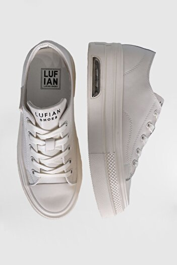 Lufian High Sole White Women's Sneakers - Lace-up Shoes