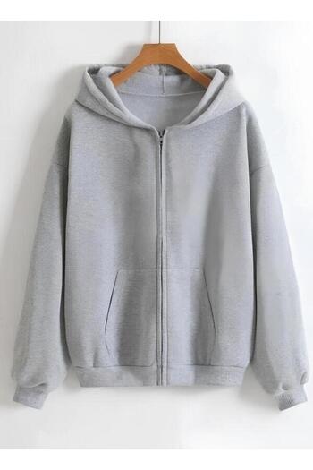 AFROGİYİM Unisex Oversize Hooded Zippered Cardigan
