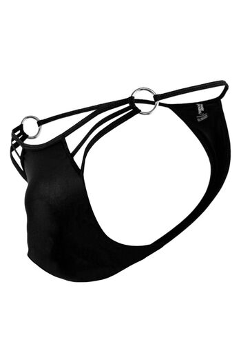 Nana & Mayka Moda Fancy Ringed Men's Fantasy Panties Thong Drawstring String S-M Black