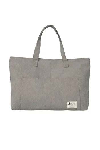 Bakras Light Gray Canvas Shopper Tote - Large Size, Multi-purpose