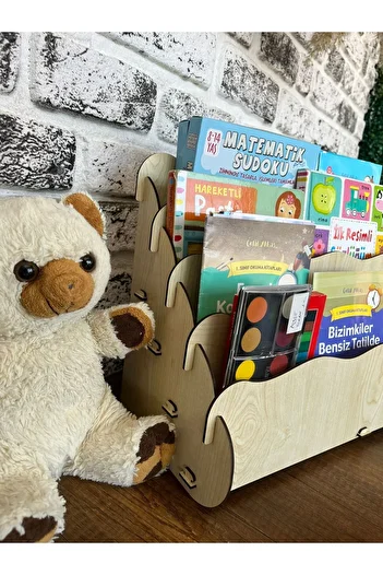KLES Children's Bookshelf with Pen Holder Children's Room Decoration Educational Children's Bookshelf