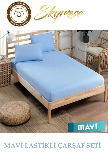 Skyrose طقم ملاءات قطنية 100% مطاطية بحجم كينغ - 180x200+/30 مقاس مفتوح 240x260 سم