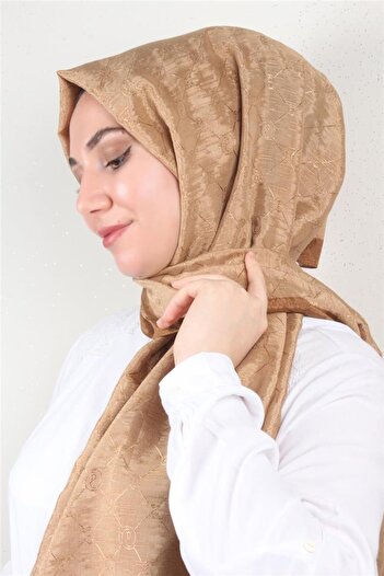 PİRAMİT İpeksi Monogram Şal 2753-14 Karamel