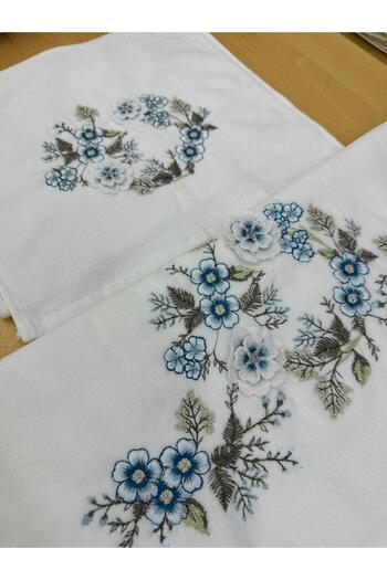 TUTUYA TEXTIL Girl's Dowry Needle Embroidery Set of 2 - Three Dimensional Towel