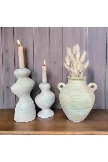 Luthien Decorative Textured Vase, Candlestick and Flower Pot