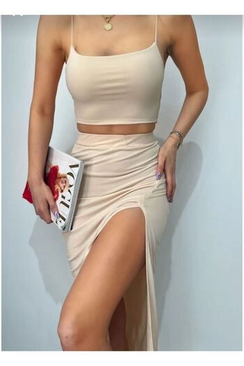 Lion Collection large Size Crop Skirt Set with Single Slit