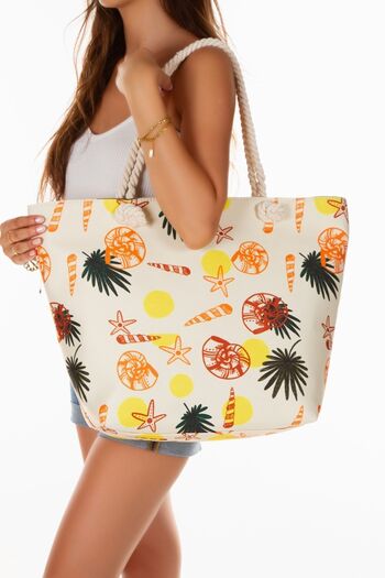 GreandBags Women's Zippered Beach Bag Patterned Beach Bag Daily Bag Picnic Bag