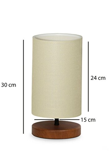 HOMİNG Exclusive Rattan Örgü Hasır Kumaş Tasarım Abajur Ahşap Taban Ayd-3113
