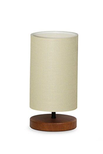 HOMİNG Exclusive Rattan Örgü Hasır Kumaş Tasarım Abajur Ahşap Taban Ayd-3113