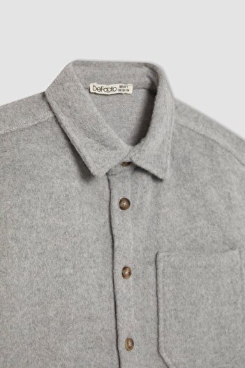 DeFacto Boy Oversize Wide Fit Woolen Look Long Sleeve Shirt B7962A823Wn