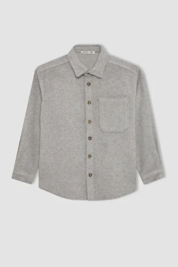 DeFacto Boy Oversize Wide Fit Woolen Look Long Sleeve Shirt B7962A823Wn