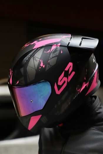 LS2 Rapıd 2 Race Palımnesıs Mat Siyah-pembe Kask