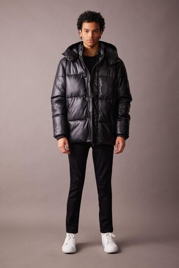 DeFacto Bunda Slim Fit Puffer s kapucí z umělé kůže - A3263ax23wn