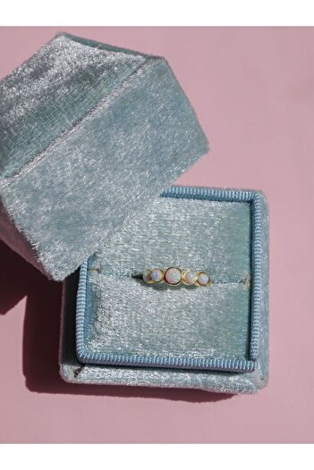 Reorah Collection Mermaidia 5 Inci Opal Yüzük 925 Gümüş-altın Kaplama-beyaz