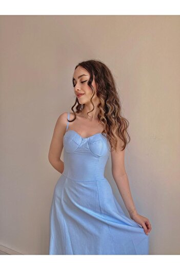 Reorah Collection Довга синя сукня на бретельках