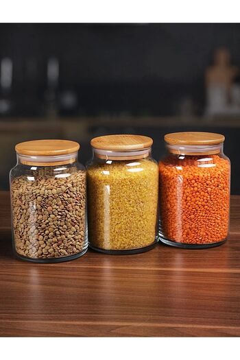 Lizzy 3-Piece Food and Glass Jar with Bamboo Lid Storage Set