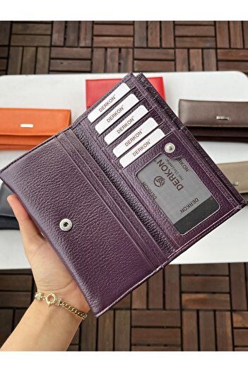 DERKON Genuine Leather Double Cover Useful Women's Wallet