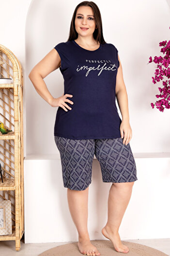 Jenny Daphne Plus Size Striped Zero Sleeve Pajama Set - 10418